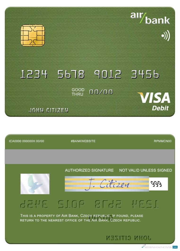 Download Czech Air Bank visa debit card Photoshop template